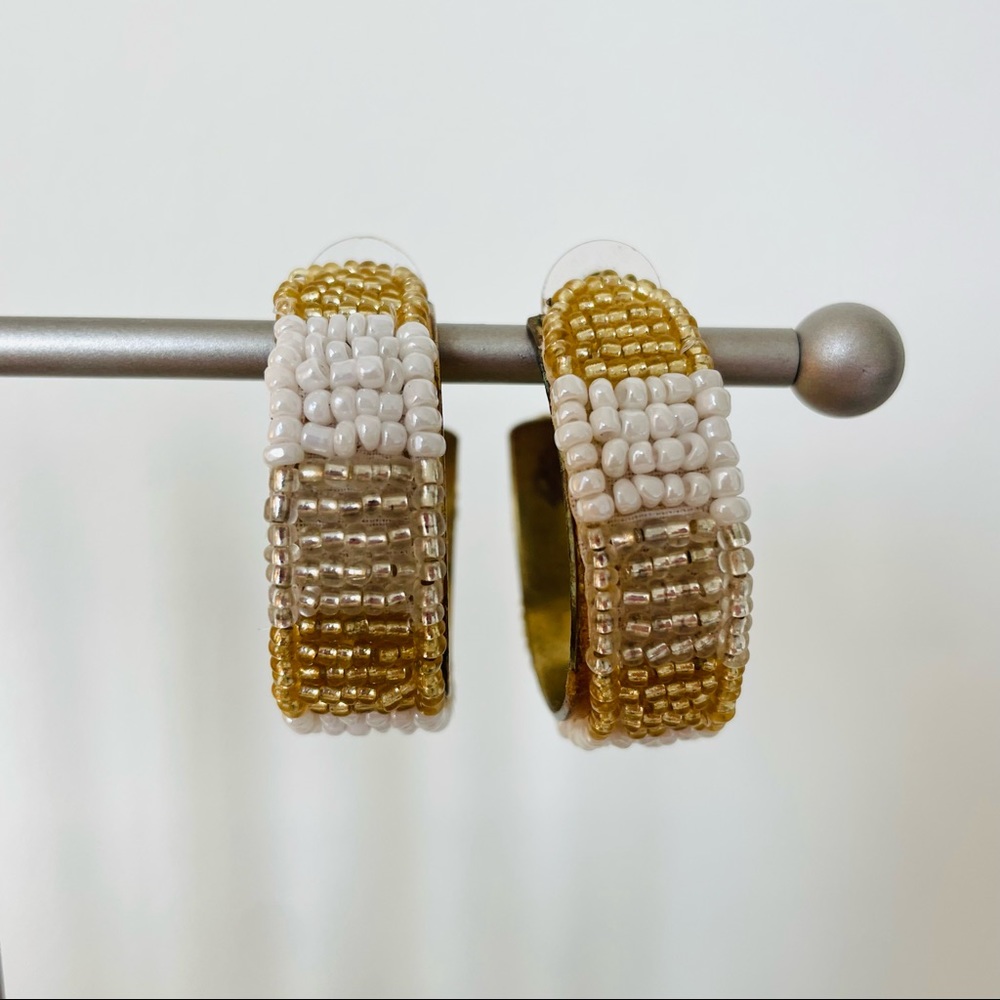 Beaded Hoop Statement Earrings